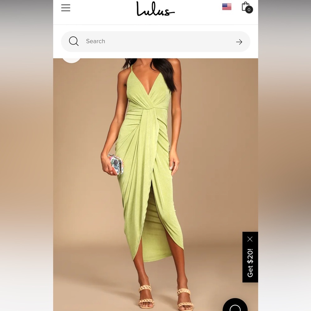 Lulu lime green dress “dreamy date light green surplice midi dress”